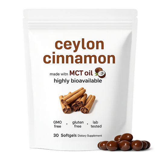 Numi Ceylon Cinnamon 30-softgel pouch — 12:1 extract in MCT oil, GMO-free, gluten-free, lab-tested