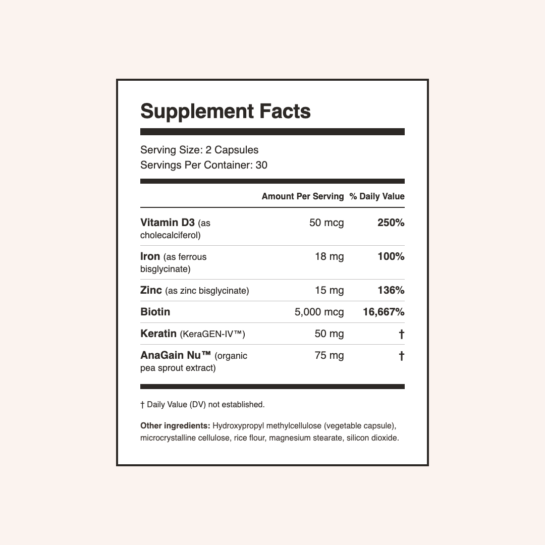 Shedless Supplement Facts panel