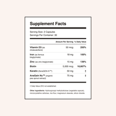 Shedless Supplement Facts panel